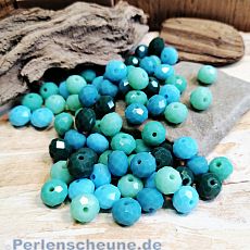 30 Facettierte geschliffene Abacus Rondelle Glasperlen türkis blau grün 8 x 6 mm