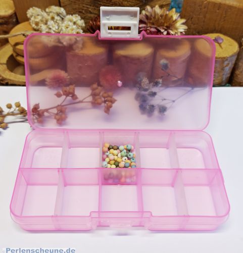 Perlen Sortierbox Acryl Rechteck rosa 12,8 x 6,7 x 2,5 cm