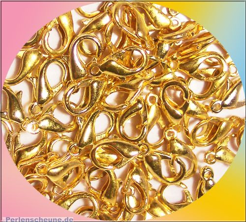 10 grosse Karabinerhaken goldfarben 18 mm Kettenverschlüsse