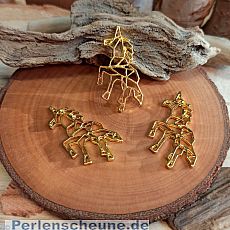 Kettenanhänger Origami Pferd gold 35 mm