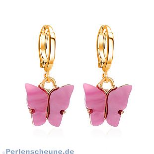 1 Paar Ohranhänger Metall vergoldet rosa 21 mm