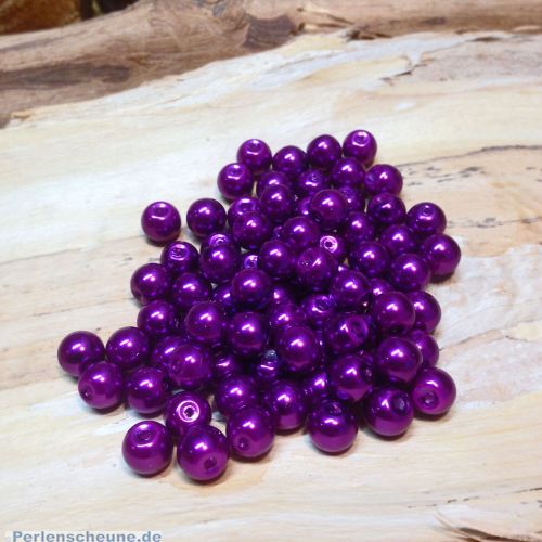 Perlenset 40 Glaswachsperlen 8 mm lila violett