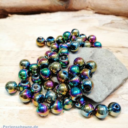 Perlenset 30 Glaswachsperlen irisierend metallisch 8 mm