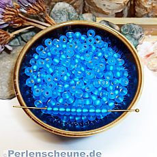 Tschechische Rocailles Glasperlen Mix blau gefrostet silbereinzug 3,5 - 4 mm 20 g
