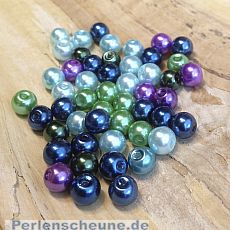 Perlenset 50 Glaswachsperlen Kinderperlen lila türkis grün 6 mm