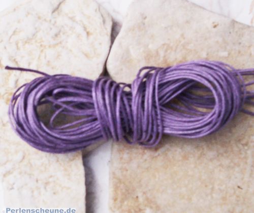 1 Rolle 80 m Perlschnur 1 mm gewachste Baumwolle lila