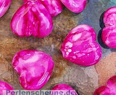 Acrylperlen marmoriert 2 Herzperlen pink 20 mm Schmuckperlen