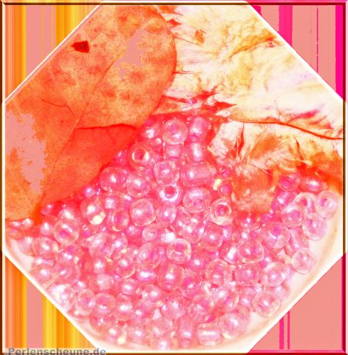 Indianerperlen Glasperlen Rocailles innen rosa 3-4 mm Perlenset mit 20 g