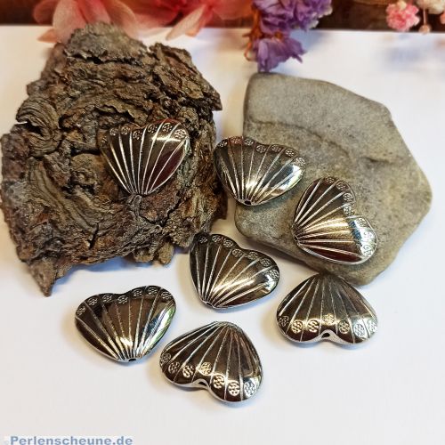 6 antik silberne Perlen Herzen 22 x 17 x 7 mm Silberhochzeit