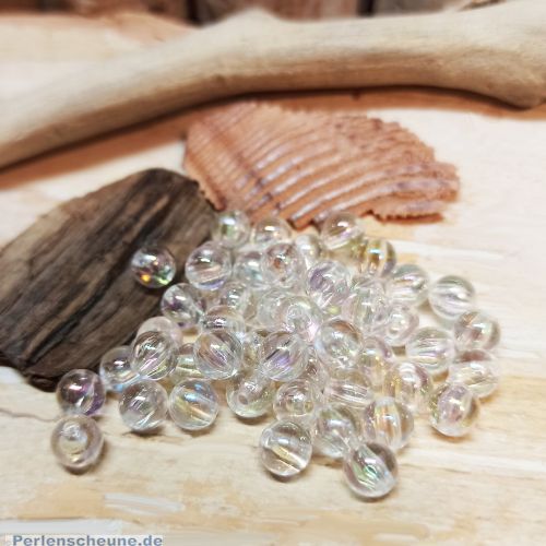 40 fancy Perlen transparent irisierend 6 mm