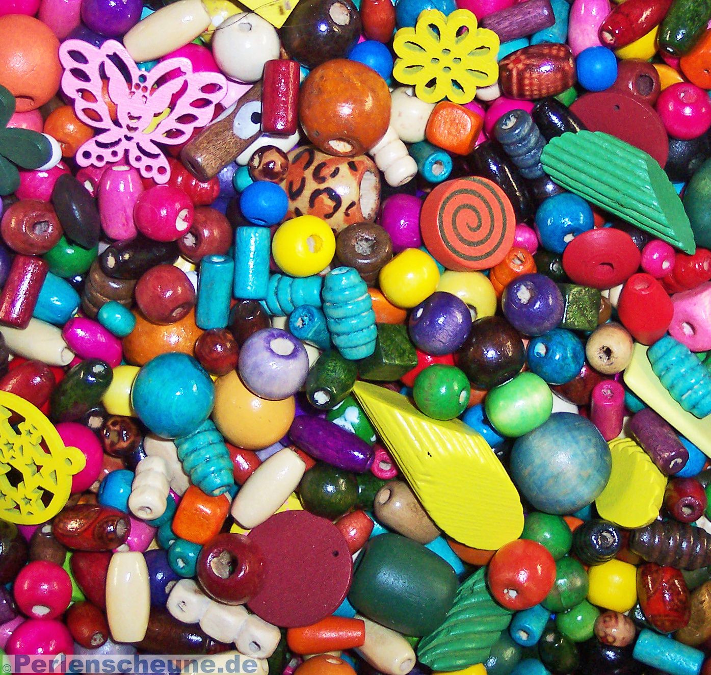 1Box Mix Holzperlen Motive Anhänger Kinder DIY Basteln für Schmuckset Mehrfarbig 