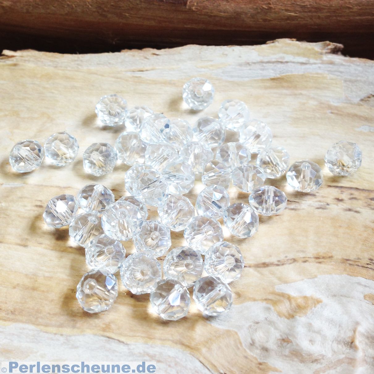 150 Glas Perlen Beads zum Basteln Rund Transparent Facettiert 8mm