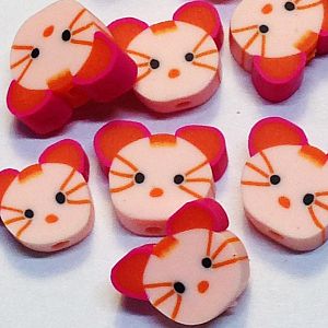 10 Katzen polymer clay Kinder Perlen 12 mm rosa