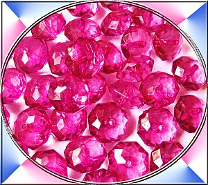 Perlenset 10 Kinderperlen acryl faceted rondelle rosa 14 mm