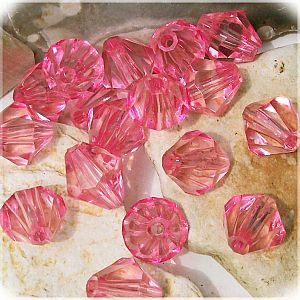 10 schöne große faceted Rhomben Perlen 16 mm rosa