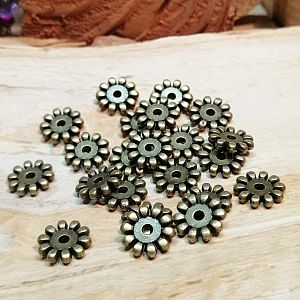 10 Metallperlenspacer flach 10 mm bronze antik
