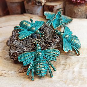 1 Kettenanhänger Charms Insekt bronze antik Patina 40 mm