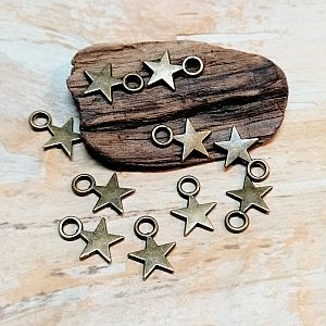6 Ketten Anhänger Charms Sterne bronze antik 11 mm