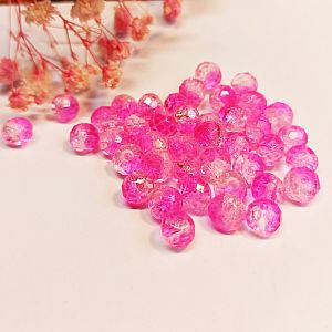20 Glasperlen geschliffen facettiert Rondelle crackle pink 8 mm Farbverlauf