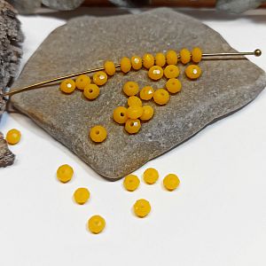 40 Glasperlen Abacus Facettierte Rondelle 3,5 mm gelb orange opak
