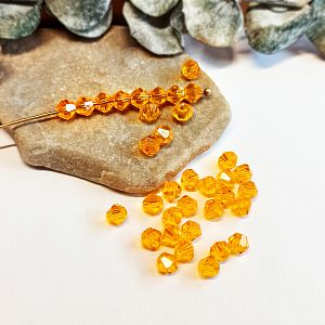 40 Glasperlen Abacus Facettierte Rhomben 4 mm gelb orange