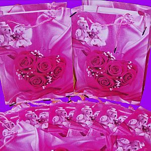 1 schöne rosa Geschenktasche für Hochzeit 20 x 25 cm