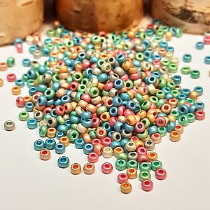 Böhmische Rocailles Glasperlen in Metallicfarben Mix 2,6 mm opak 20 g