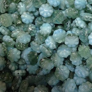 20 böhmische Glasperlen Blüten Muscheln als Mix in türkis grün blau