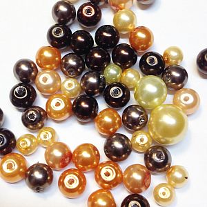 Perlenset 100 Glaswachsperlen Kinderperlen beige braun 6 - 12 mm