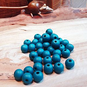 30 Hinoki Holzperlen in blau 10 mm Loch 2,5 mm
