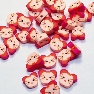10 Katzen polymer clay Kinder Perlen 12 mm rosa