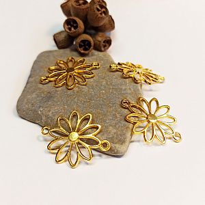 1 Metall Verbinder Gänseblümchen für Ketten Armbänder 25 mm gold