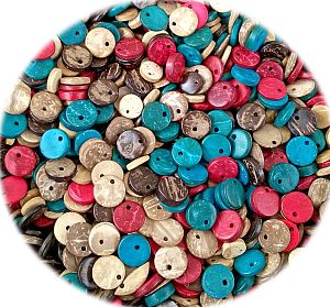 30 Perlen Anhänger aus Kokosnussholz Mix 10 mm