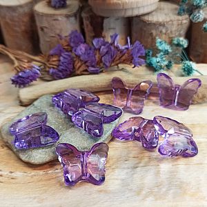 2 Acrylperlen Schmetterling violett transparent 22 mm