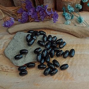 50 einfache Holzperlen in schwarz Olive 10 mm Loch 2 mm