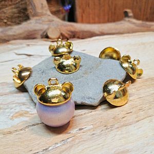 1 Metallanhänger Perlkappe gold  Hut mit Ohren Bär Maus