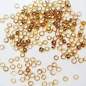 100 Edelstahl Quetschperlen Rondell goldfarbig 1,5 mm