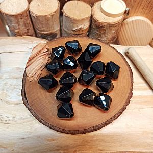 10 schöne schwarze Rhomben Perlen 16 mm Kunststoff