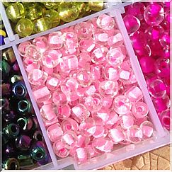 20 g Glasperlen Rocailles innen rosa 3-4 mm Perlenset