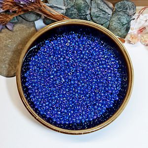 Böhmische Glasperlen Rocailles 2,5 mm blau feuerpoliert irisierende Saatperlen Indianerperlen 20 g
