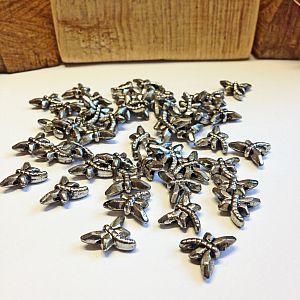 30 Spacer Perlen acryl silber antik 13 mm Libellen