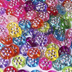 30 schöne Strasseffekt Perlen 10 mm Linse Kinderperlen bunt