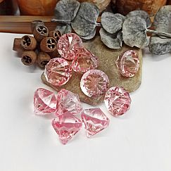 10 facettierte große Diamantperlen Imitat Anhänger Tropfen rosa 15,5 mm