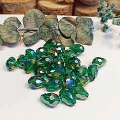 10 Faceted Glastropfenperlen smaragd grün 12 x 8 mm