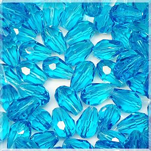 8 Faceted Glastropfenperlen türkisblau 12 x 8 mm