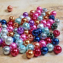 Perlenset 50 Glaswachsperlen Kinderperlen bunter Mix 6 mm
