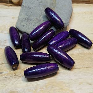 20 große Holzperlen violett 22 mm Olive