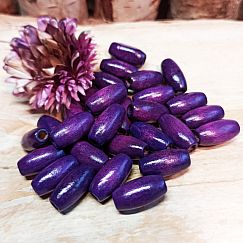 30 große Holzperlen violett 15 mm Olive