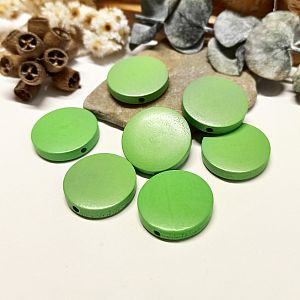 Perlenset 8 schöne große Holzperlen flach rund grün 20 mm