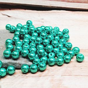 Perlenset 40 Glaswachsperlen 6 mm türkis grün